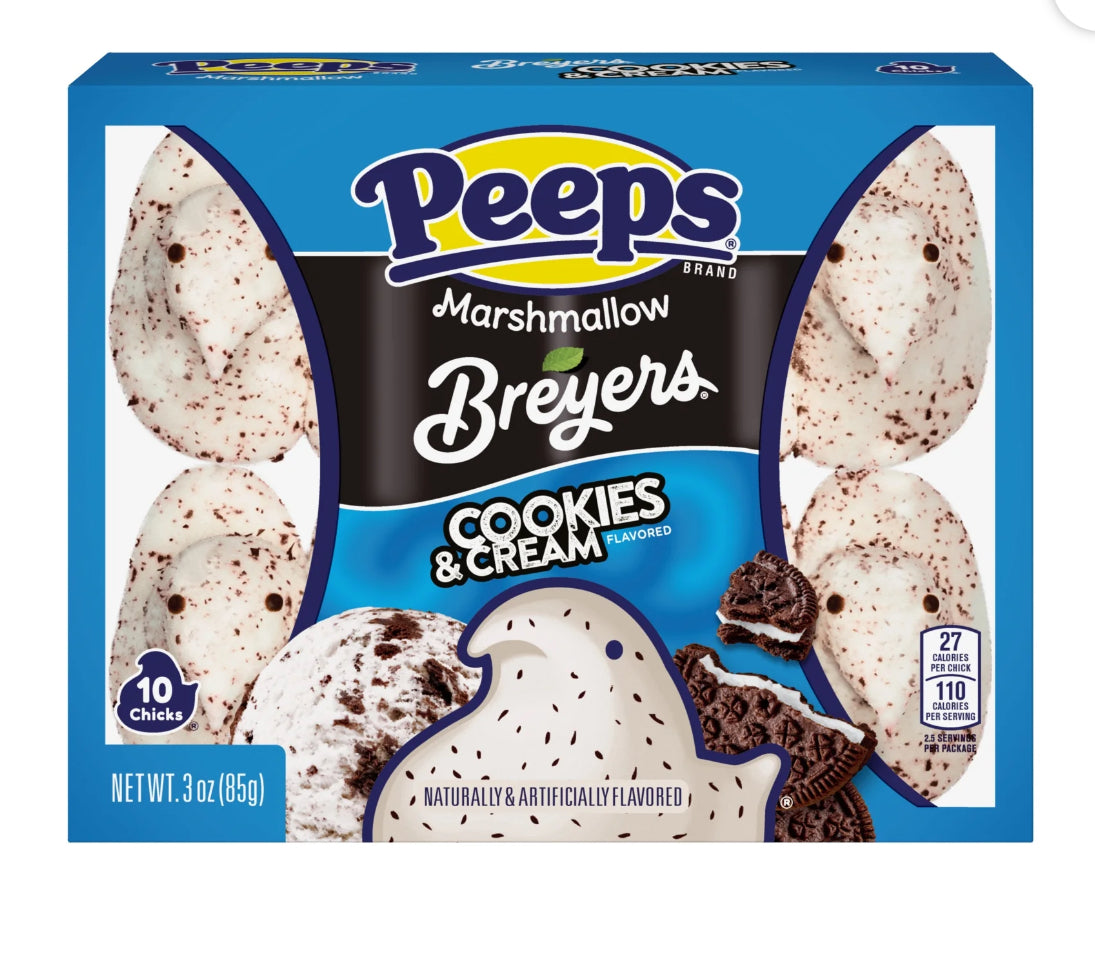 PEEPS, Breyers Cookies and Cream Flavored Marshmallow Chicks, 10 Count (3.0 Ounce)