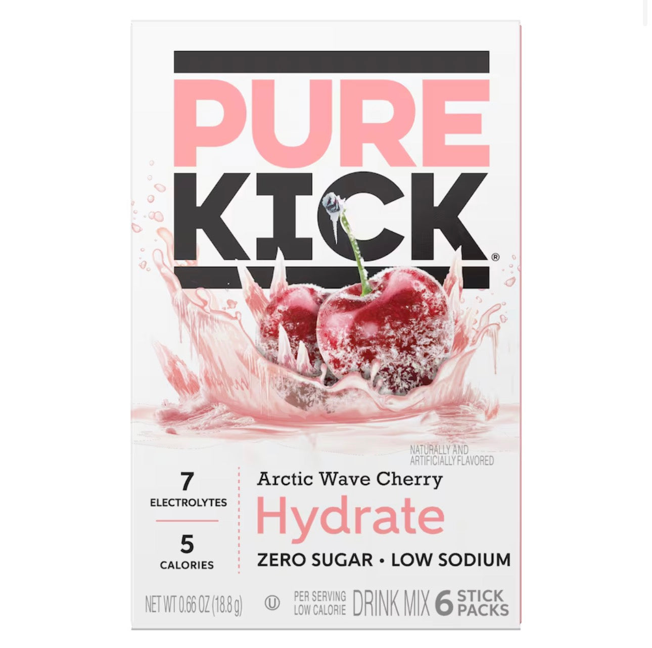 Pure Kick Arctic Wave Cherry-flavored Hydrate Drink Mix, 6-pc Pack.