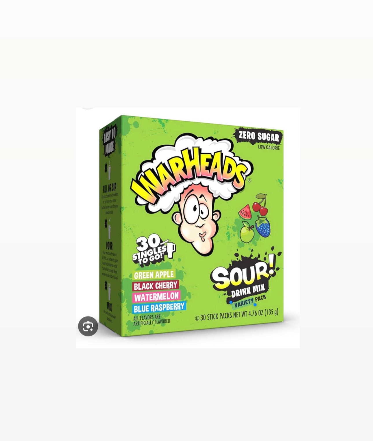 Warheads Variety Pack 30 Packets Per Box Sugar Free Drink Mix