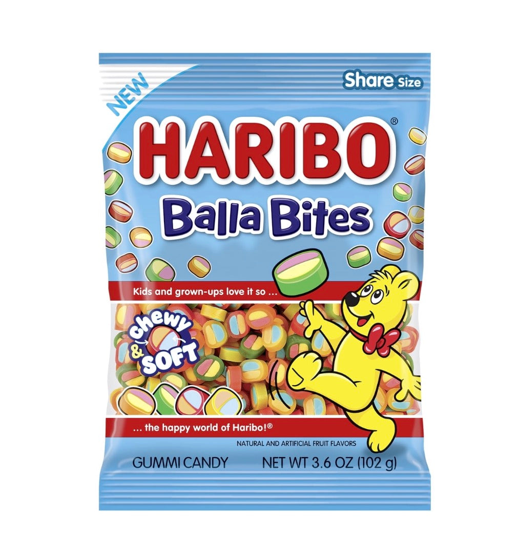 HARIBO Balla Bites Assorted Gummy Candy, 3.6oz, Share Size Bag