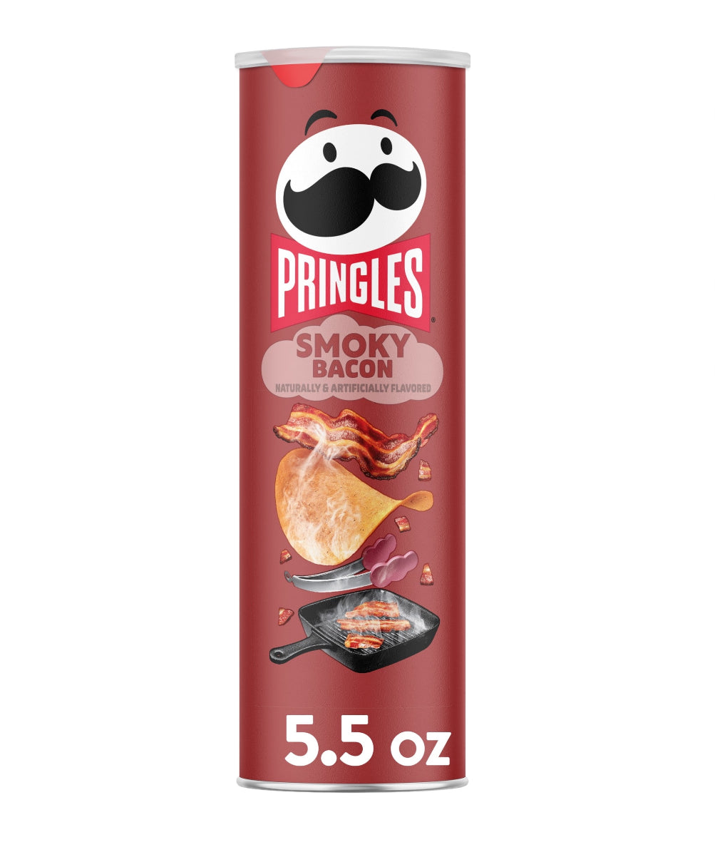 Pringles Smoky Bacon Potato Crisps Chips, 5.5 oz Canister