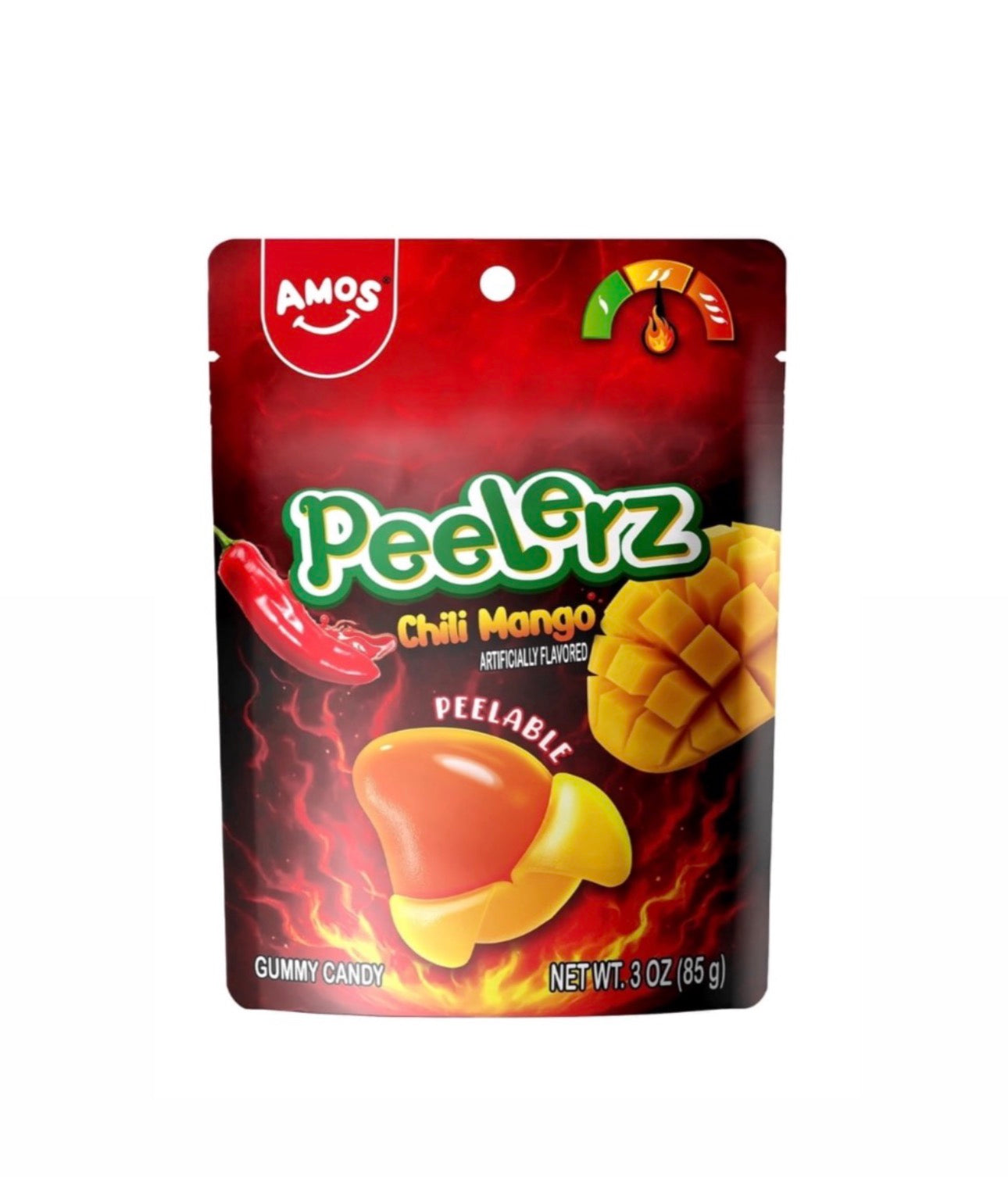 Amos Peelerz Chili Mango Gummy Candy, Peelable Gummies Spicy Snacks 3 oz (1 Pack)