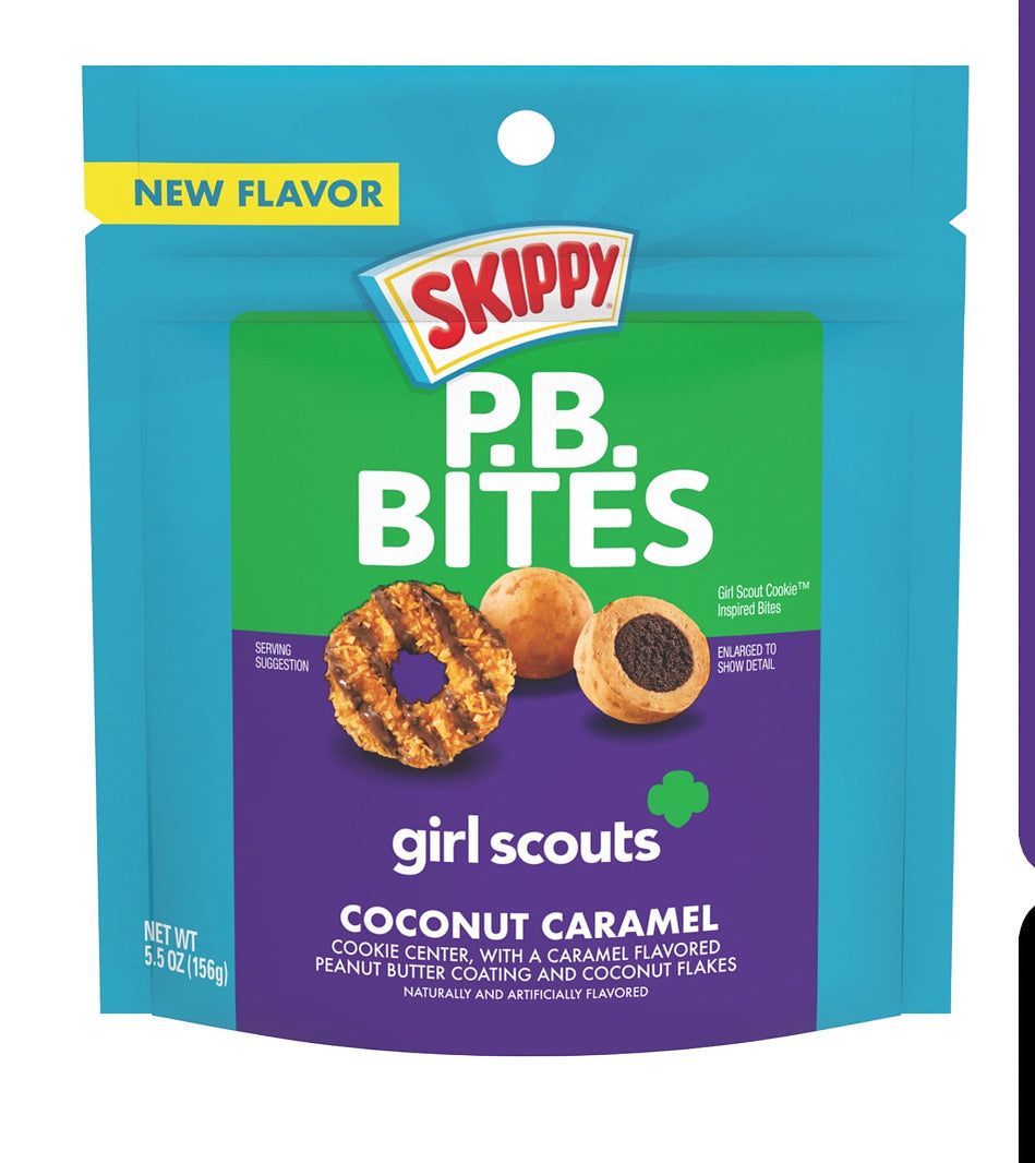 SKIPPY PB Bites Girl Scout Coconut Caramel Snack, 5.5 oz Plastic Resealable Pouch