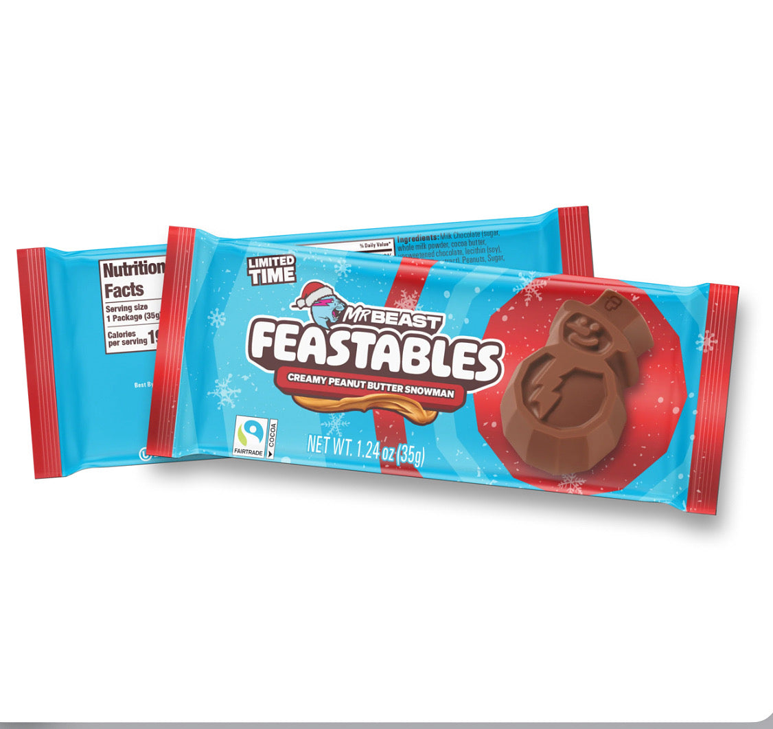 Feastables Creamy Peanut butter Chocolate Snowman