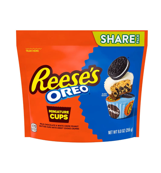 REESE'S OREO® Miniatures Milk Chocolate and White Creme Peanut Butter Cups Candy Share Pack, 9 oz