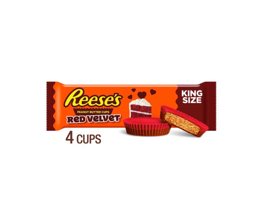REESE'S Red Velvet Flavored Milk Chocolate King Size Peanut Butter Cups, Valentine's Candy Pack, 2.8 oz