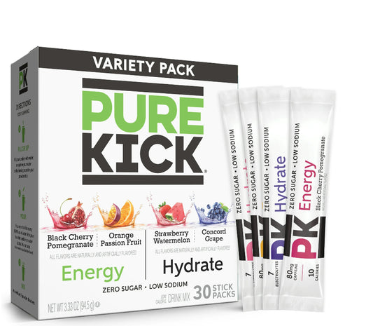 Pure Kick Energy & Hydration Electrolyte Powdered Drink Mix Variety pack, 30 Count Packets