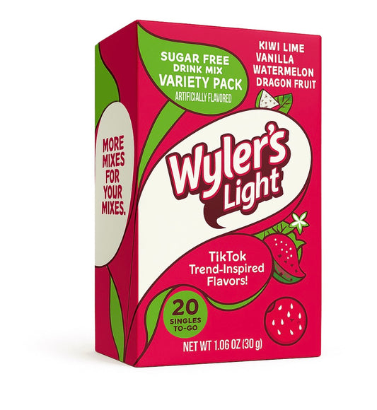 Wyler's Light Watertok Fun Flavors, Kiwi Lime, Vanilla, Watermelon, Dragon Fruit, To Go Variety Pack, 4 Flavors, 20 Count