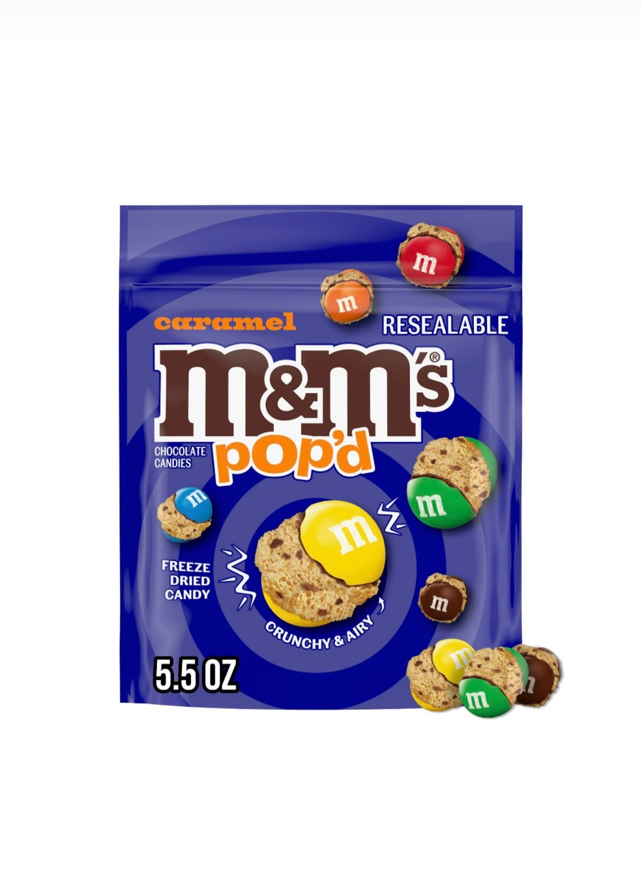 M&M's Pop'd Caramel Chocolate Crunchy Candy - 5.5 oz Resealable Bag Freeze Dry chocolates