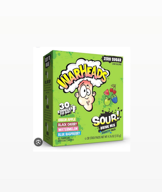 Warheads Variety Pack 30 Packets Per Box Sugar Free Drink Mix