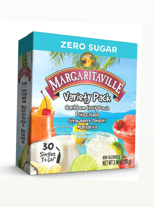 Margaritaville Sugar-Free Powdered Drink Mix Singles To Go Variety Pack, 30 Count Packets