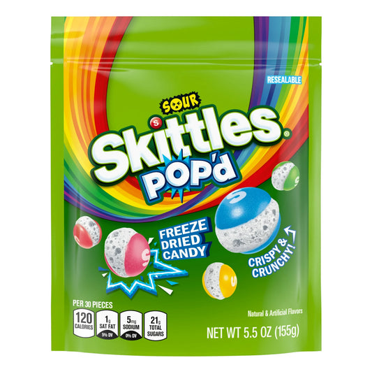 SKITLES POP'd Sour Freeze Dried Candy - 5.5 Oz Bag