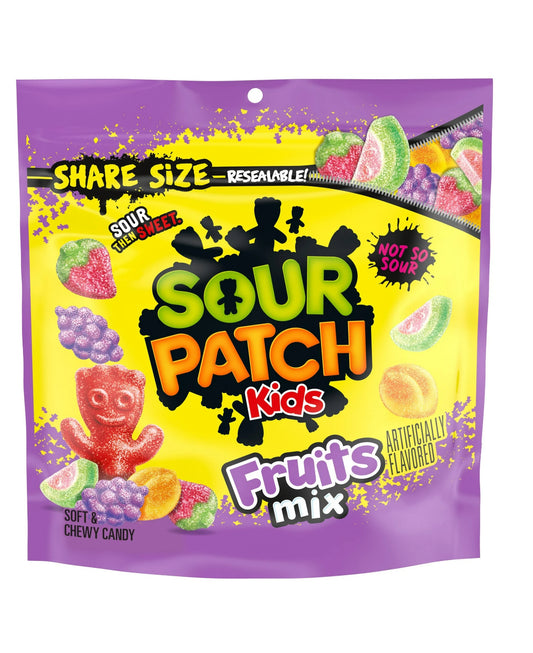 SOUR PATCH KIDS Fruits Mix Soft & Chewy Candy, Share Size, 11.03 oz