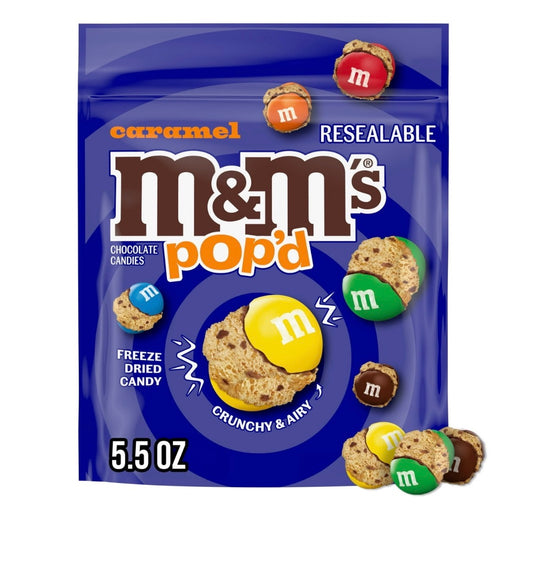M&M's Pop'd Caramel Chocolate Crunchy Candy - 5.5 oz Resealable Bag Freeze Dried Chocolate