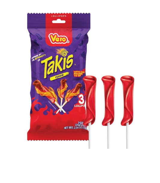 Takis Lollipop 3 Count Bag, Chamoy Flavored Lollipop