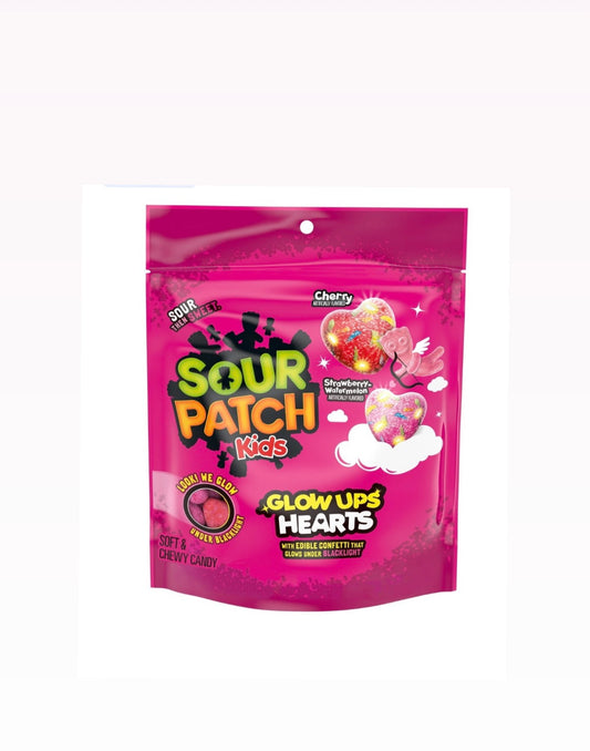 SOUR PATCH KIDS Glow Ups Hearts Soft & Chewy Valentine's Day Candy, 8.4 oz