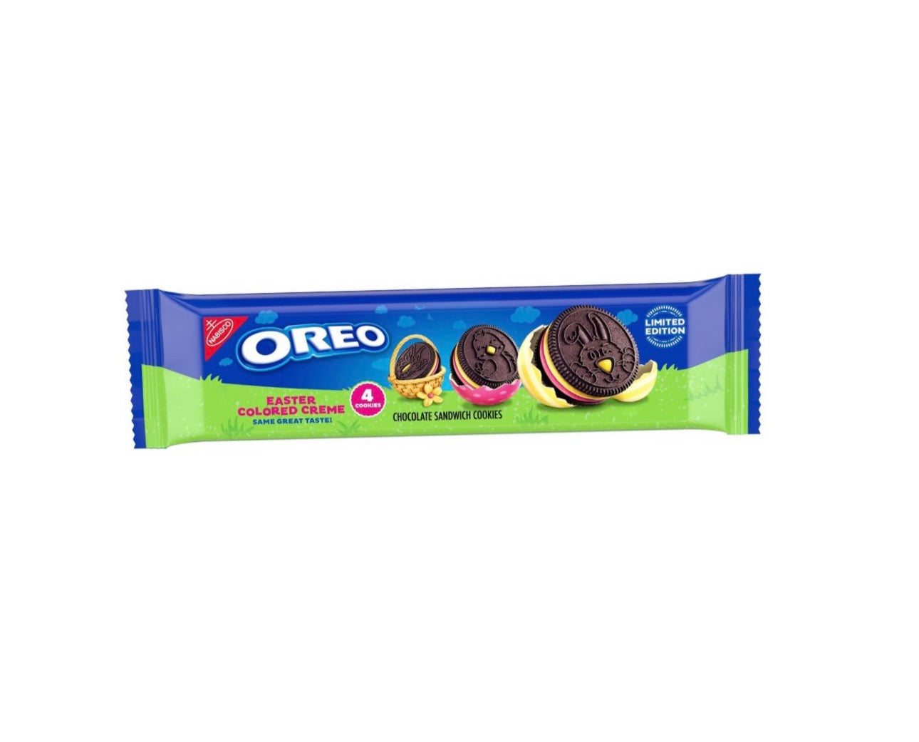 Oreo Pink and Yellow Creme Chocolate Sandwich Limited Edition Easter King Size Cookies - 2.04oz