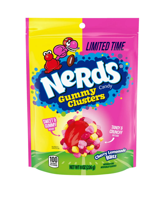 NERDS Gummy Clusters Candy, Cherry Lemonade, Crunchy and Gummy, 8 oz Bag