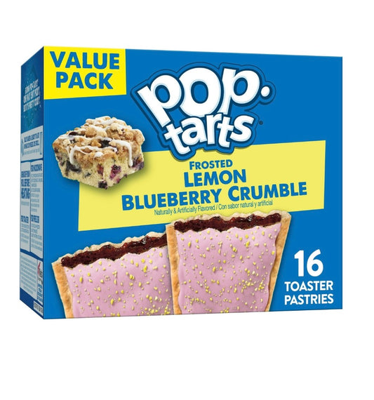 Pop-Tarts Frosted Lemon Blueberry Crumble Toaster Pastries, Breakfast Foods, Shelf-Stable, 27 oz (16 Count)