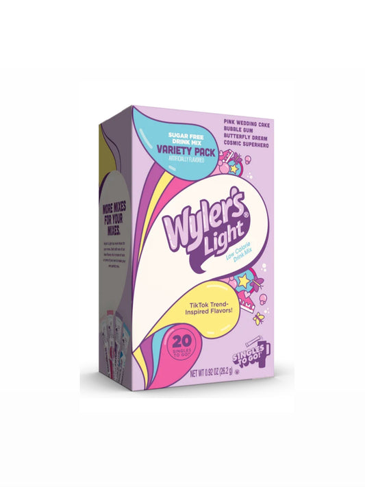 Wyler's Light Watertok Variety Pack Pink Wedding Cake, Bubble Gum, Butterfly Dream, Cosmic Superhero, 20 Count Packets