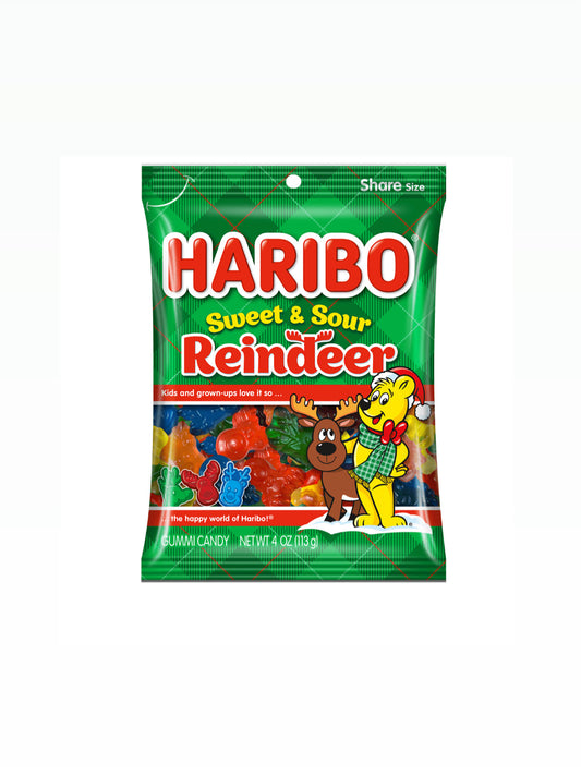 Haribo Reindeer Gummies Sweet and Sour 4oz